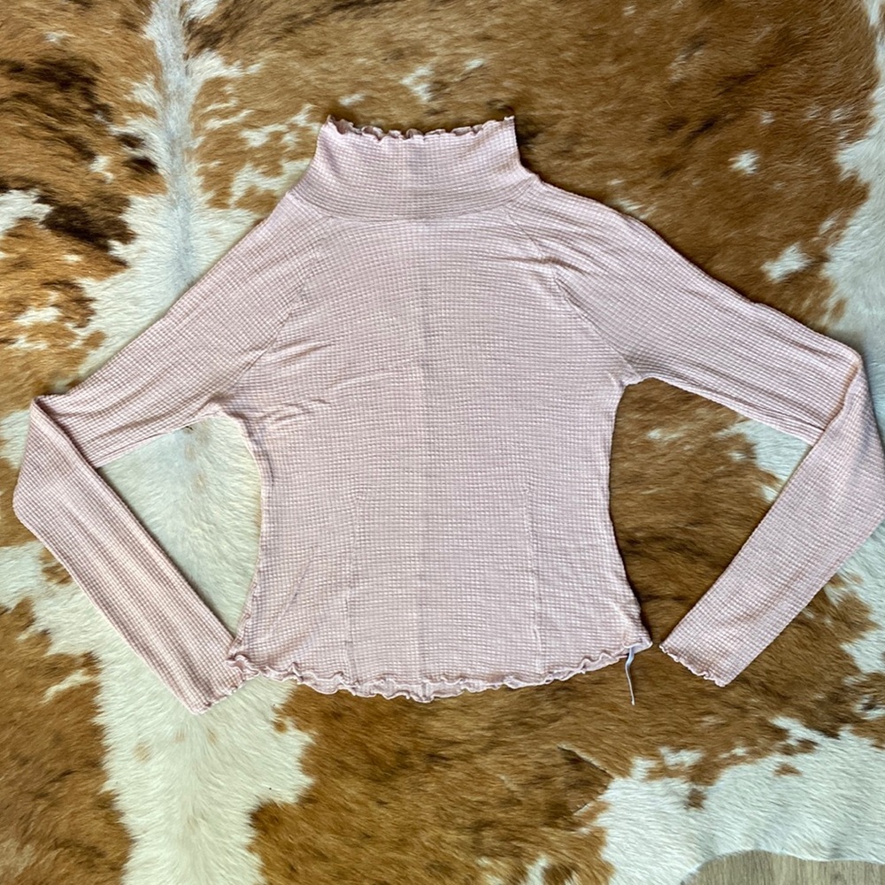 FREE PEOPLE WAFFLE KNIT MOCK NECK LONGSLEEVE